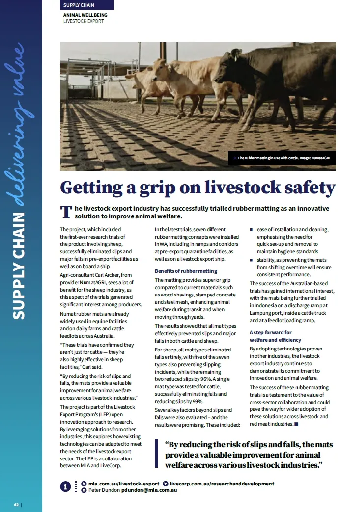 MLA article rubber mats trial